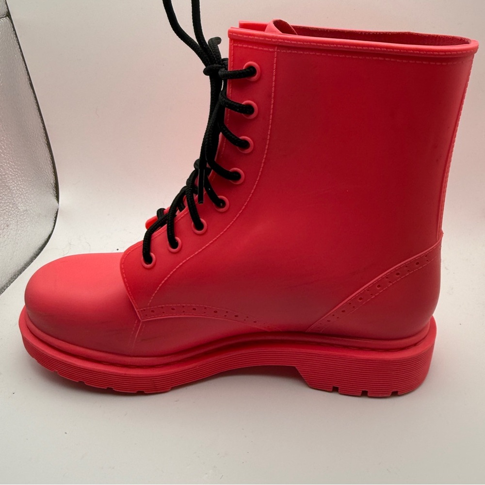 Madden Girl Boots Portland Size 9 Hot Pink Rain Combat Lace Up Shoes Womens - Picture 8 of 11